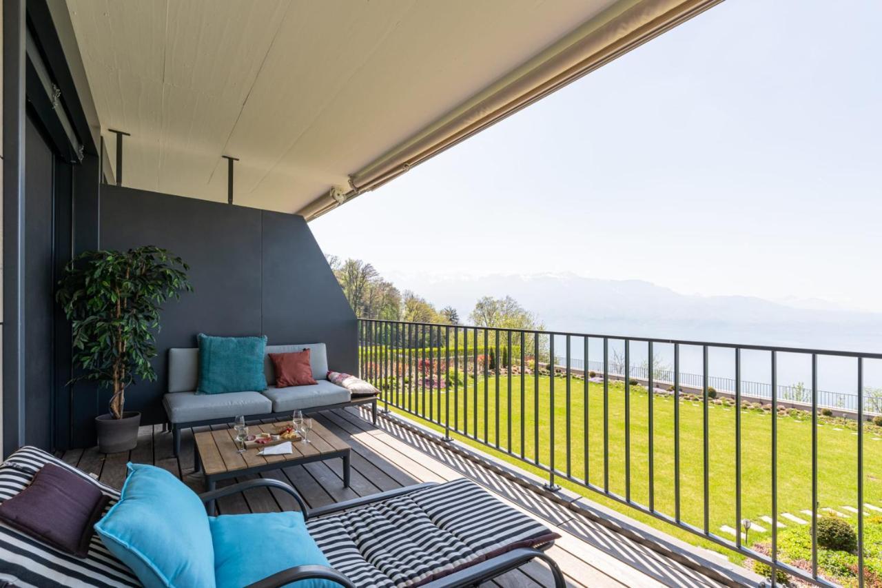 Terrasses de Lavaux Appartement moderne avec vue panoramique&piscine Puidoux Extérieur photo