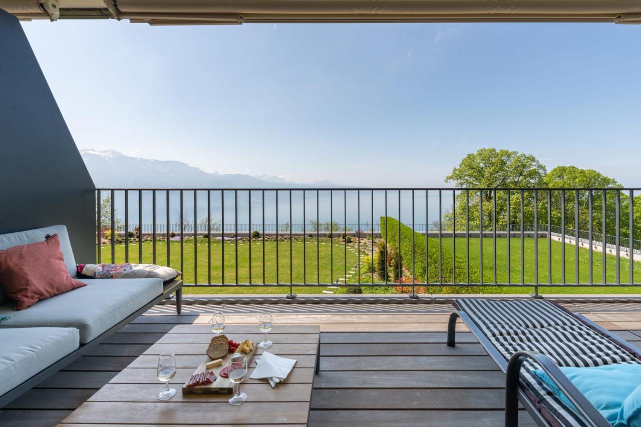 Terrasses de Lavaux Appartement moderne avec vue panoramique&piscine Puidoux Extérieur photo